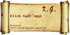 Klich Gyöngyi névjegykártya